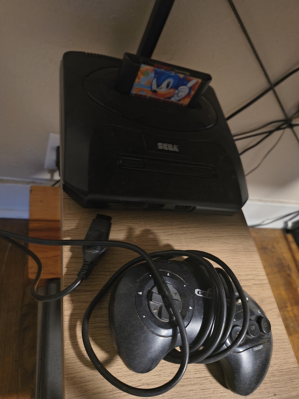 Sega Genesis Console with Sonic Cartridge and Controller - Black